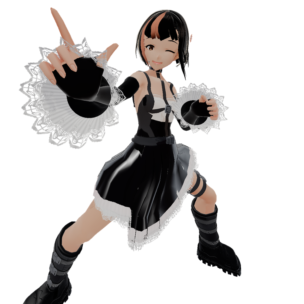 Claudia, the girl, in a maid's outfit